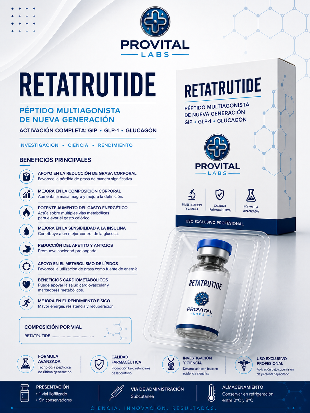 Vial Glp-1 RETATRUTIDA 60MG (Incluye BacWater)