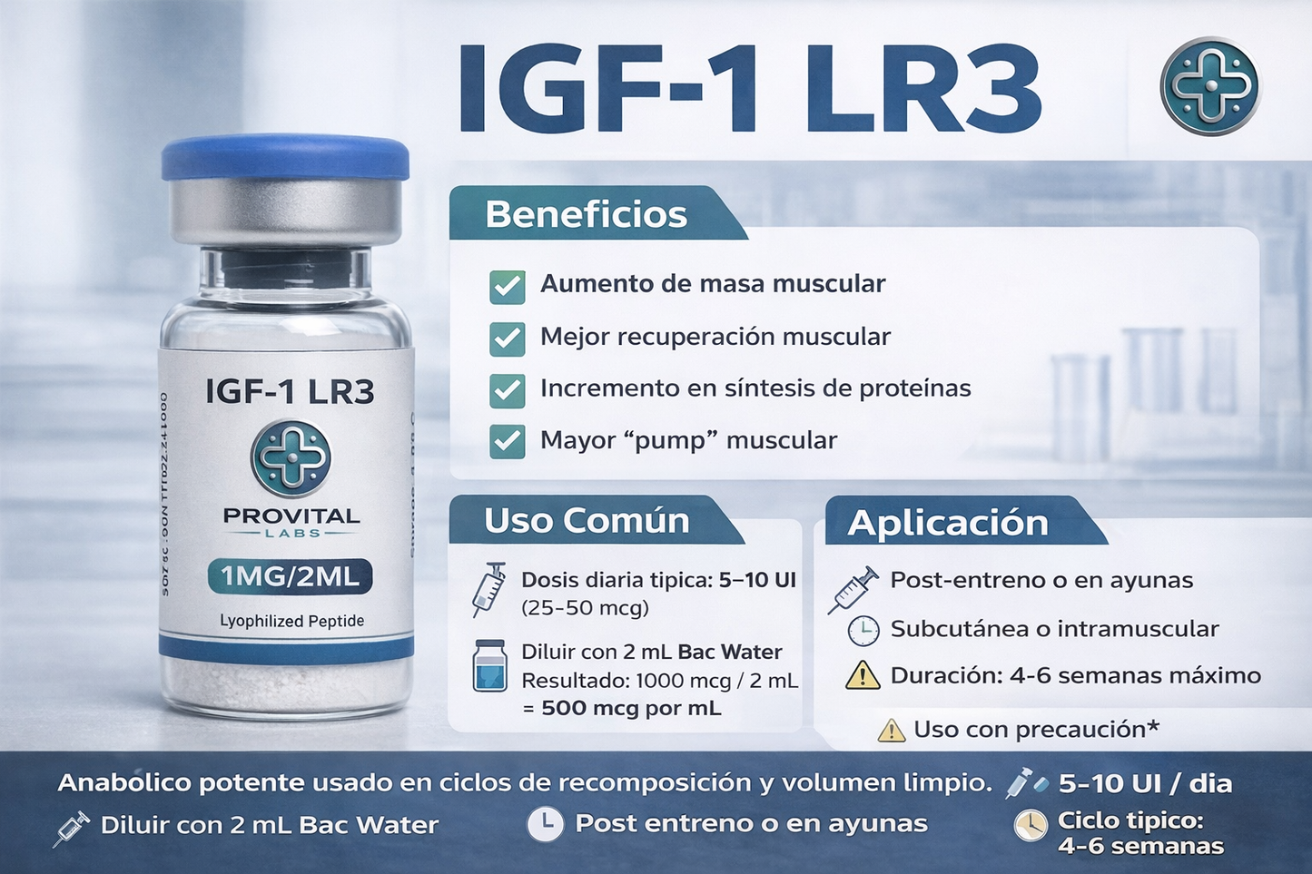 🧬 IGF-1 LR3 1MG / 2ML – Alta Pureza