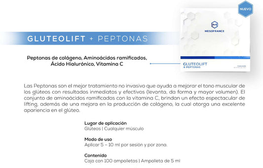 Mesoterapia Mesofrance Gluteolift + Peptonas caja 100 Ampolletas